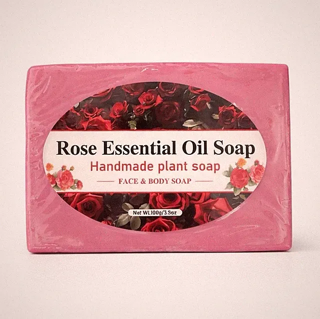 Rose Essential Oil Soap Handmade Rose Scent Pink Floral Face & Body Bar 100g