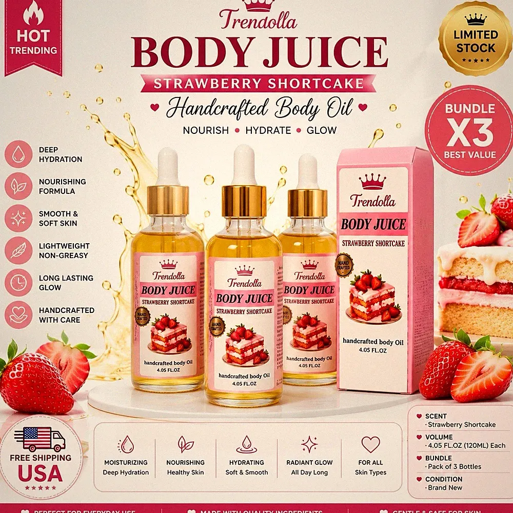 Trendolla Body Juice Strawberry Shortcake Handcrafted Body Oil X3
