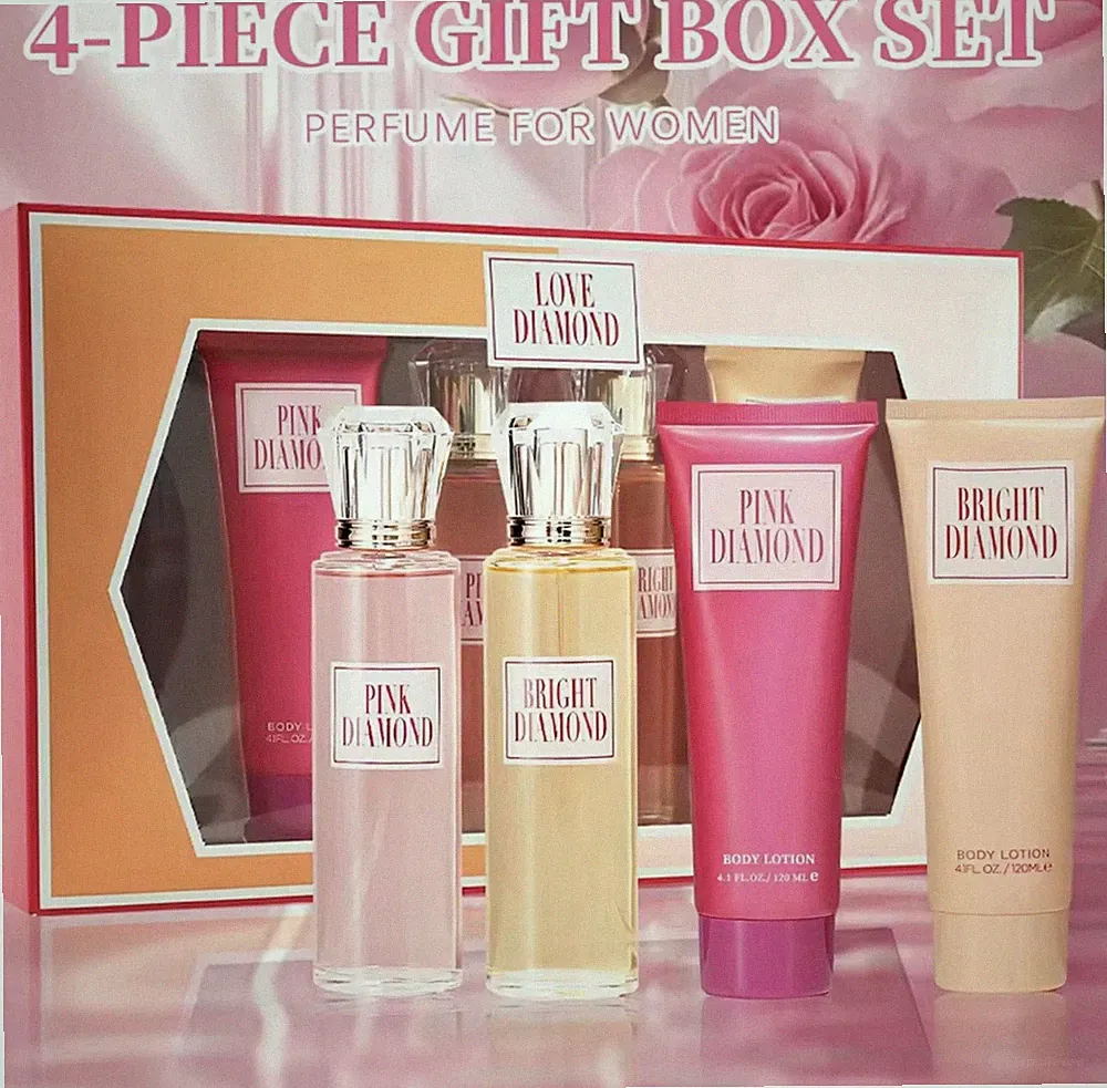Women's Gift Set Perfume & Body Lotion, Pink & Bright Diamond